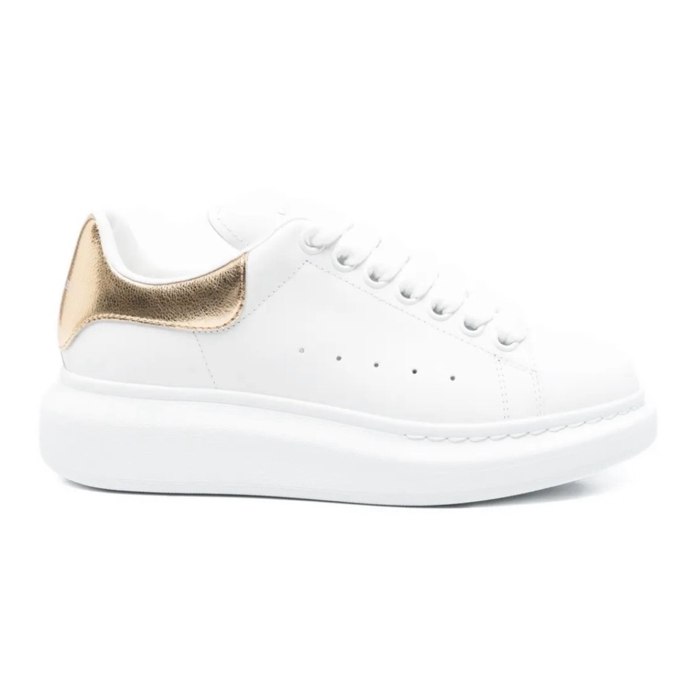 Alexander McQueen White and Gold Sneakers